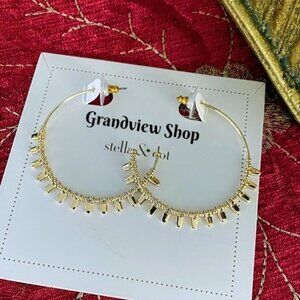 💜 Stella & Dot Petal Earrings Hoops - Gold Brand New!